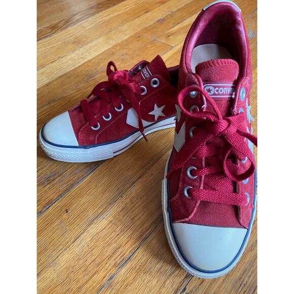 Vintage CONVERSE ALL STAR Reissue Red Suede Low Top Sneakers Mens 6/ Women 8 - Picture 2 of 8